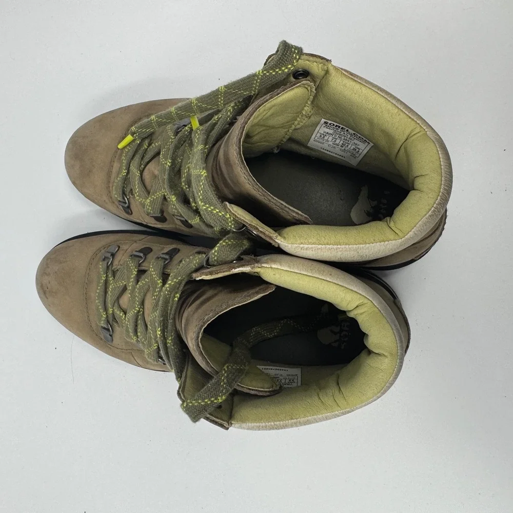 Sorel Lennox Hiker STLT Boot Womens 9.5 Khaki Green Leather‎ NL4841-397